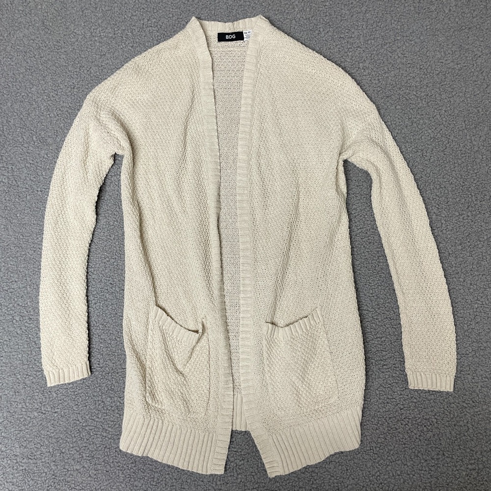 BDG Women's Open front Knit Cardigan, Cream Size XS